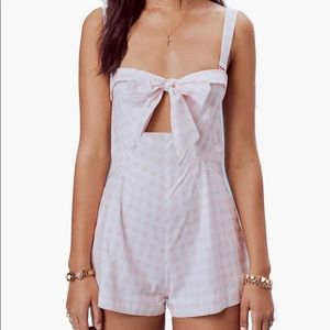 For Love and Lemons Plaid Pink Romper